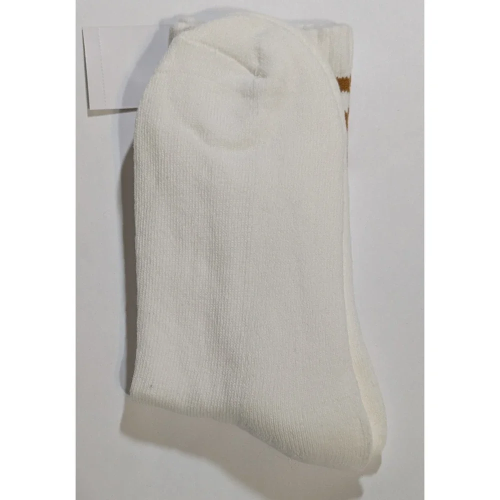 Ascot and Hart Womens One Size Crew Socks #43 Retro 70s Ivory Brown Checkerboard